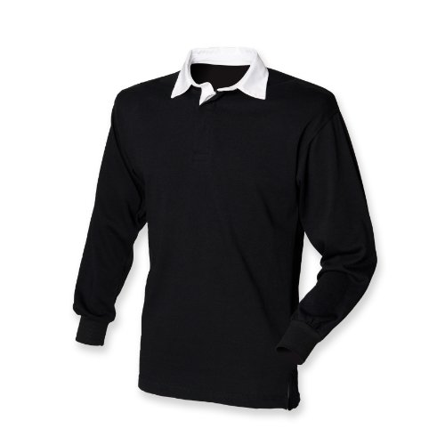 Front Row Langarmshirt Klassisch Rugby Shirt Schwarz / Weiß M von Front Row