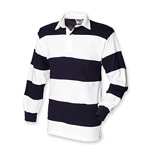 Front Row Rugby-Shirt mit genähten Streifen Gr. Small, weiß von Front Row