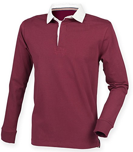 Front Row Sportbekleidung, langärmelig, Baumwolle, Premium, Rugby-Shirt Gr. 3XL, burgunderfarben von Front Row