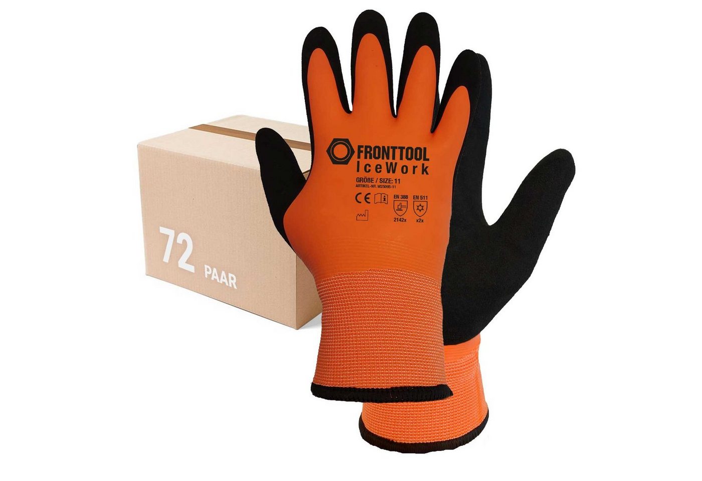 Fronttool Latexhandschuhe Kälteschutzhandschuh IceWork Winterhandschuh Arbeitshandschuh 72 Paar (Spar-Set) von Fronttool