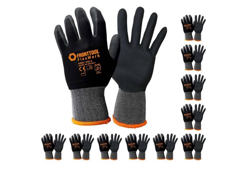 Fronttool Nitril-Handschuhe Arbeitshandschuhe FlexWork Schutzhandschuhe Gartenhandschuhe 12 Paar (Spar-Set) von Fronttool