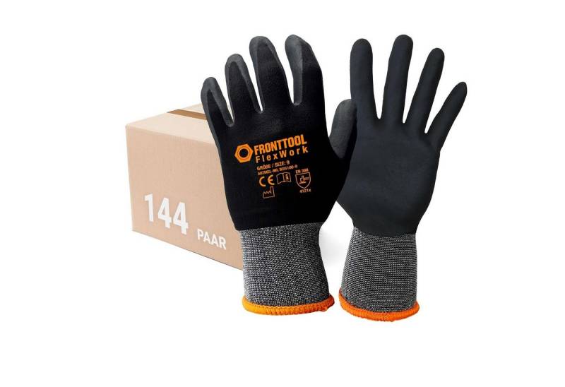 Fronttool Nitril-Handschuhe Arbeitshandschuhe FlexWork Schutzhandschuhe Gartenhandschuhe 144 Paar (Spar-Set) von Fronttool