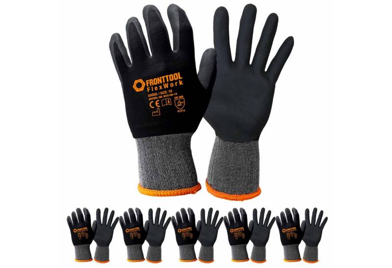 Fronttool Nitril-Handschuhe Arbeitshandschuhe FlexWork Schutzhandschuhe Gartenhandschuhe 6 Paar (Spar-Set) von Fronttool