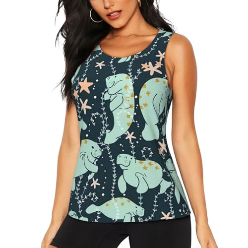Manatee Damen Gym Tops Racerback Running T-Shirts Ärmellos Rundhalsausschnitt Tank Top Workout Atmungsaktive Weste Laufen Feuchtigkeitstransport Crop Weste Shirts, Schwarz , M/3XL von Froon