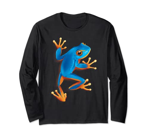 Witzige Blaue Comic Frosch klettert für Herren Damen Kinder Langarmshirt Witzige Blaue Comic Frosch klettert für Herren Damen Kinder Langarmshirt von Frosch Amphibien, Comic Geschenke, lustige Sprüche