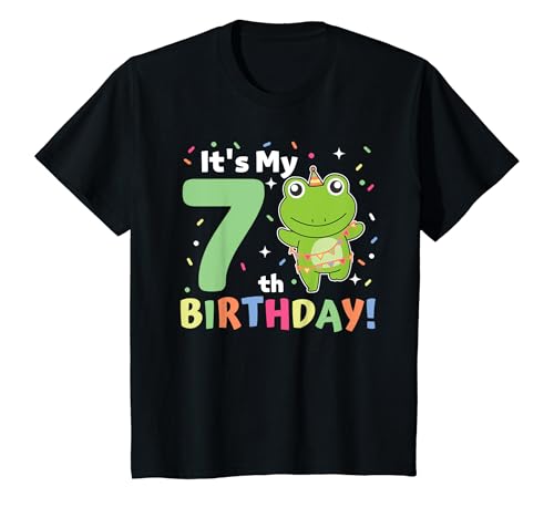 Kinder Frosch zum 7. Geburtstag Kinder sieben Jahre alt Frosch T-Shirt von Frosch Geburtstags Geschenk süße Tiere