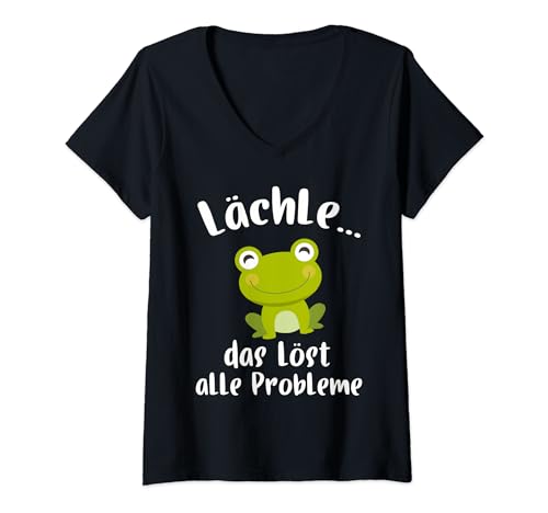 Damen Frosch Kostüm Fröschlein Frösche Kröte Kaulquappe Amphibien T-Shirt mit V-Ausschnitt Damen Frosch Kostüm Fröschlein Frösche Kröte Kaulquappe Amphibien T-Shirt mit V-Ausschnitt von Frosch Kuscheltier Laubfrosch Damen Märchen Kröte
