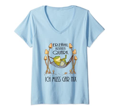 Damen lustiges fauler Frosch Motiv mit einem Frosch Spruch T-Shirt mit V-Ausschnitt Damen lustiges fauler Frosch Motiv mit einem Frosch Spruch T-Shirt mit V-Ausschnitt von Frosch Spruch Motiv für Froschliebhaber