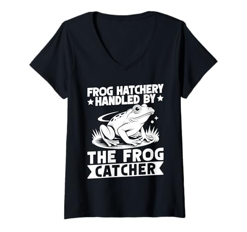 Damen Frosch Jäger Fänger Frog Hatchery Handled by Frosch T-Shirt mit V-Ausschnitt Damen Frosch Jäger Fänger Frog Hatchery Handled by Frosch T-Shirt mit V-Ausschnitt von Froschgeschenke Für Jungen Frosch Shirt Kinder
