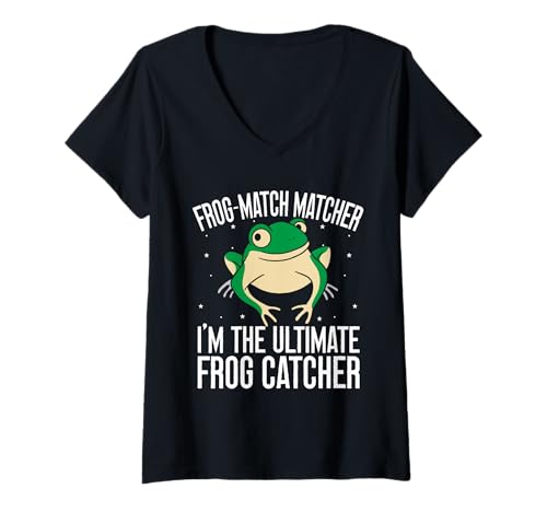 Damen Frosch Jäger Fänger Frog-Match Matcher Frosch T-Shirt mit V-Ausschnitt Damen Frosch Jäger Fänger Frog-Match Matcher Frosch T-Shirt mit V-Ausschnitt von Froschgeschenke Für Jungen Frosch Shirt Kinder
