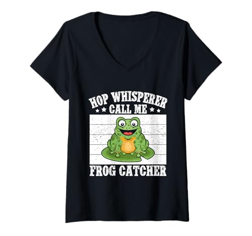 Damen Frosch Jäger Fänger Hop Whisperer Call Me Frosch T-Shirt mit V-Ausschnitt Damen Frosch Jäger Fänger Hop Whisperer Call Me Frosch T-Shirt mit V-Ausschnitt von Froschgeschenke Für Jungen Frosch Shirt Kinder