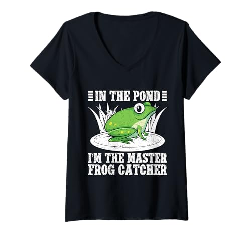 Damen Frosch Jäger Fänger In The Pond Master Catcher Frosch T-Shirt mit V-Ausschnitt Damen Frosch Jäger Fänger In The Pond Master Catcher Frosch T-Shirt mit V-Ausschnitt von Froschgeschenke Für Jungen Frosch Shirt Kinder