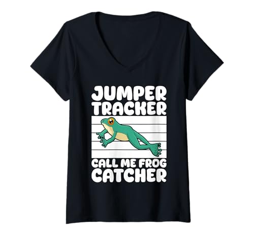 Damen Frosch Jäger Fänger Jumper Tracker Call Me Catcher Frosch T-Shirt mit V-Ausschnitt Damen Frosch Jäger Fänger Jumper Tracker Call Me Catcher Frosch T-Shirt mit V-Ausschnitt von Froschgeschenke Für Jungen Frosch Shirt Kinder