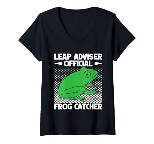 Damen Frosch Jäger Fänger Leap Adviser Official Frosch T-Shirt mit V-Ausschnitt Damen Frosch Jäger Fänger Leap Adviser Official Frosch T-Shirt mit V-Ausschnitt von Froschgeschenke Für Jungen Frosch Shirt Kinder