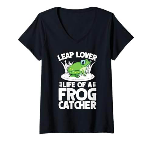 Damen Frosch Jäger Fänger Leap Lover Frosch T-Shirt mit V-Ausschnitt Damen Frosch Jäger Fänger Leap Lover Frosch T-Shirt mit V-Ausschnitt von Froschgeschenke Für Jungen Frosch Shirt Kinder