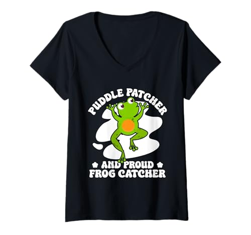 Damen Frosch Jäger Fänger Puddle Patcher & Proud Catcher Frosch T-Shirt mit V-Ausschnitt Damen Frosch Jäger Fänger Puddle Patcher & Proud Catcher Frosch T-Shirt mit V-Ausschnitt von Froschgeschenke Für Jungen Frosch Shirt Kinder
