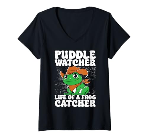 Damen Frosch Jäger Fänger Puddle Watcher Life of A Frosch T-Shirt mit V-Ausschnitt Damen Frosch Jäger Fänger Puddle Watcher Life of A Frosch T-Shirt mit V-Ausschnitt von Froschgeschenke Für Jungen Frosch Shirt Kinder