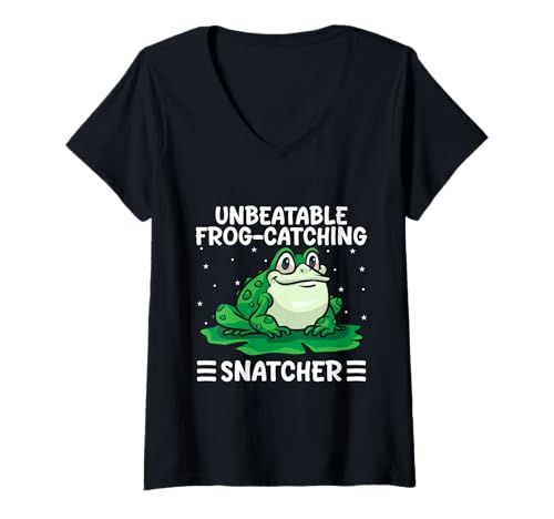 Damen Frosch Jäger Fänger Unbeatable Frog-Catching Snatcher Frosch T-Shirt mit V-Ausschnitt Damen Frosch Jäger Fänger Unbeatable Frog-Catching Snatcher Frosch T-Shirt mit V-Ausschnitt von Froschgeschenke Für Jungen Frosch Shirt Kinder