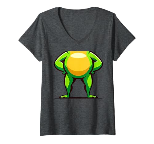 Damen Froschkönig Kostüm T-Shirt mit V-Ausschnitt Damen Froschkönig Kostüm T-Shirt mit V-Ausschnitt von Froschkönig Kostüm