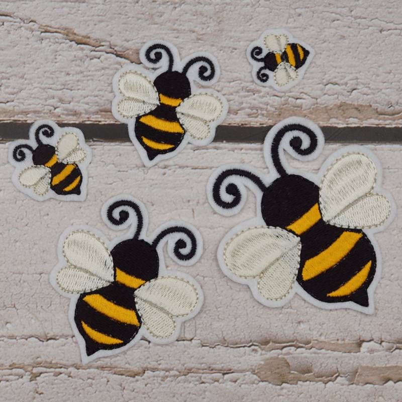 Biene Gestickt - Aufnäher Applikation Zum Aufbügeln Größenwahl Schultüte Einschulung von Froschverliebt