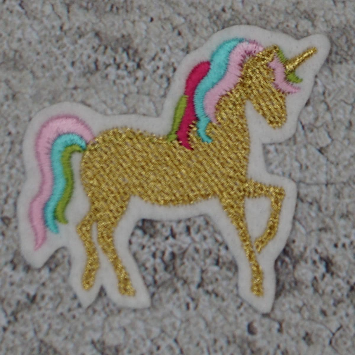 Einhorn Mini | Klein Gestickt - Aufnäher Applikation Zum Aufbügeln Schultüte Einschulung Glitzer Gold von Froschverliebt