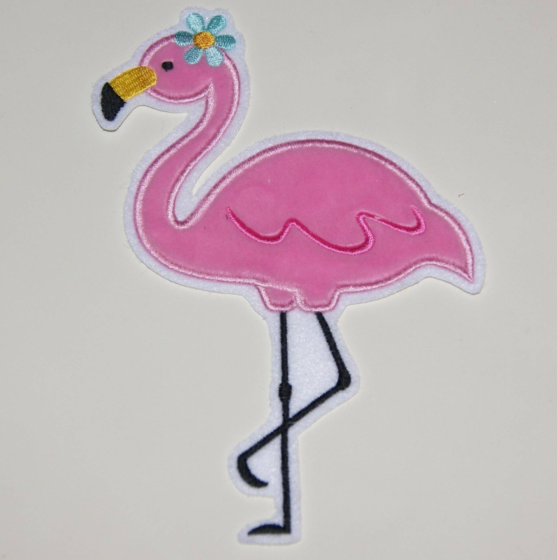 Flamingo Gestickt | Groß - Aufnäher Applikation Zum Aufbügeln Kuschelapplikation Schultüte Einschulung von Froschverliebt