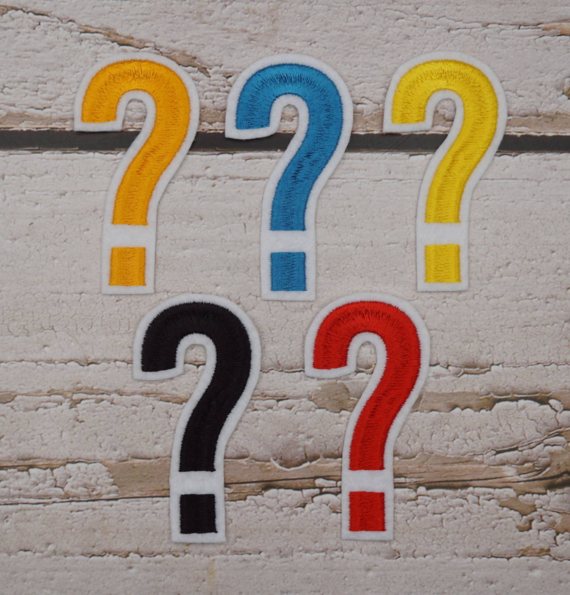 Fragezeichen Gestickt - Groß | L Aufnäher Applikation Zum Aufbügeln Farbwahl Garn + Filz Schultüte Einschulung Geburtstag von Froschverliebt