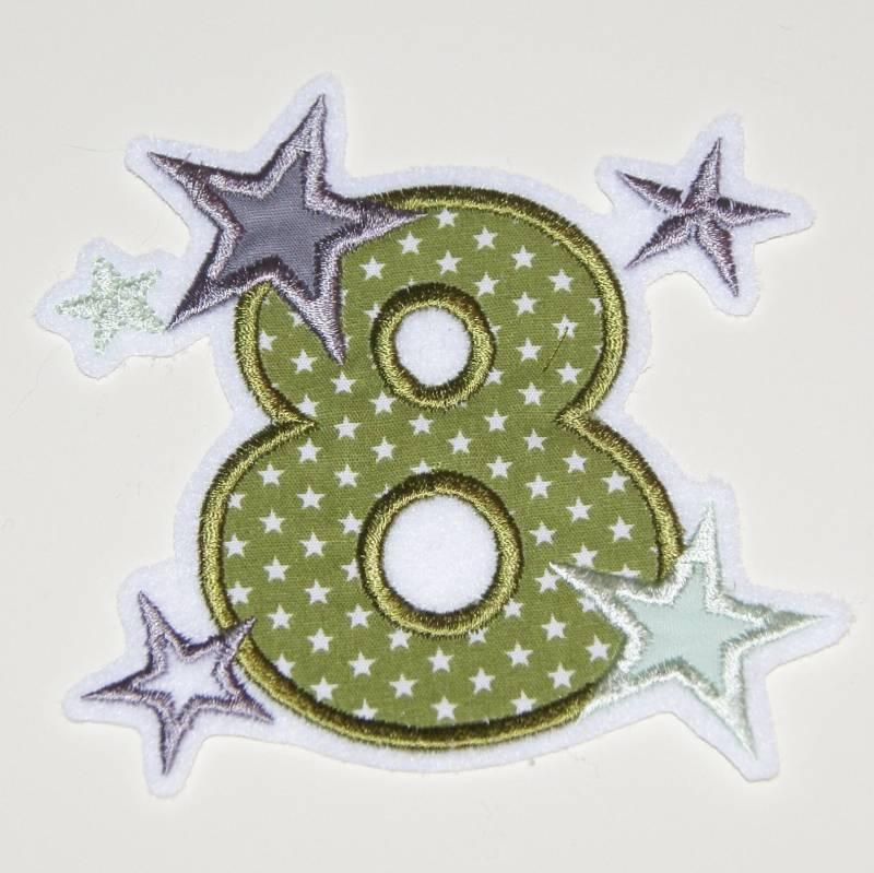 Geburtstagszahl 8 Gestickt - Aufnäher Applikation Zum Aufbügeln Farbwahl Wahlweise Mit Name Geburtstag von Froschverliebt