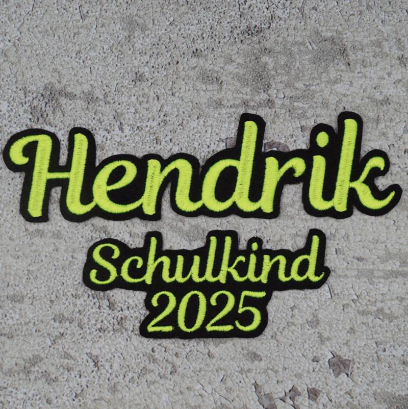 Name + Schulkind 2026 Gestickt - Groß | L Schrift Nr. 1 Farbwahl Zum Aufbügeln Aufnäher Schriftzug Schultüte Einschulung von Froschverliebt