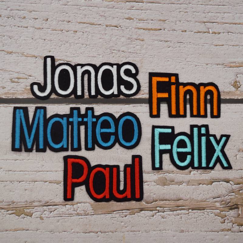 Namenszug Größe M/Schriftart Nr. 22 Schriftzug Name | 58 Farben + 8 Neonfarben Zur Auswahl Aufnäher Stickaufnäher Applikation von Froschverliebt