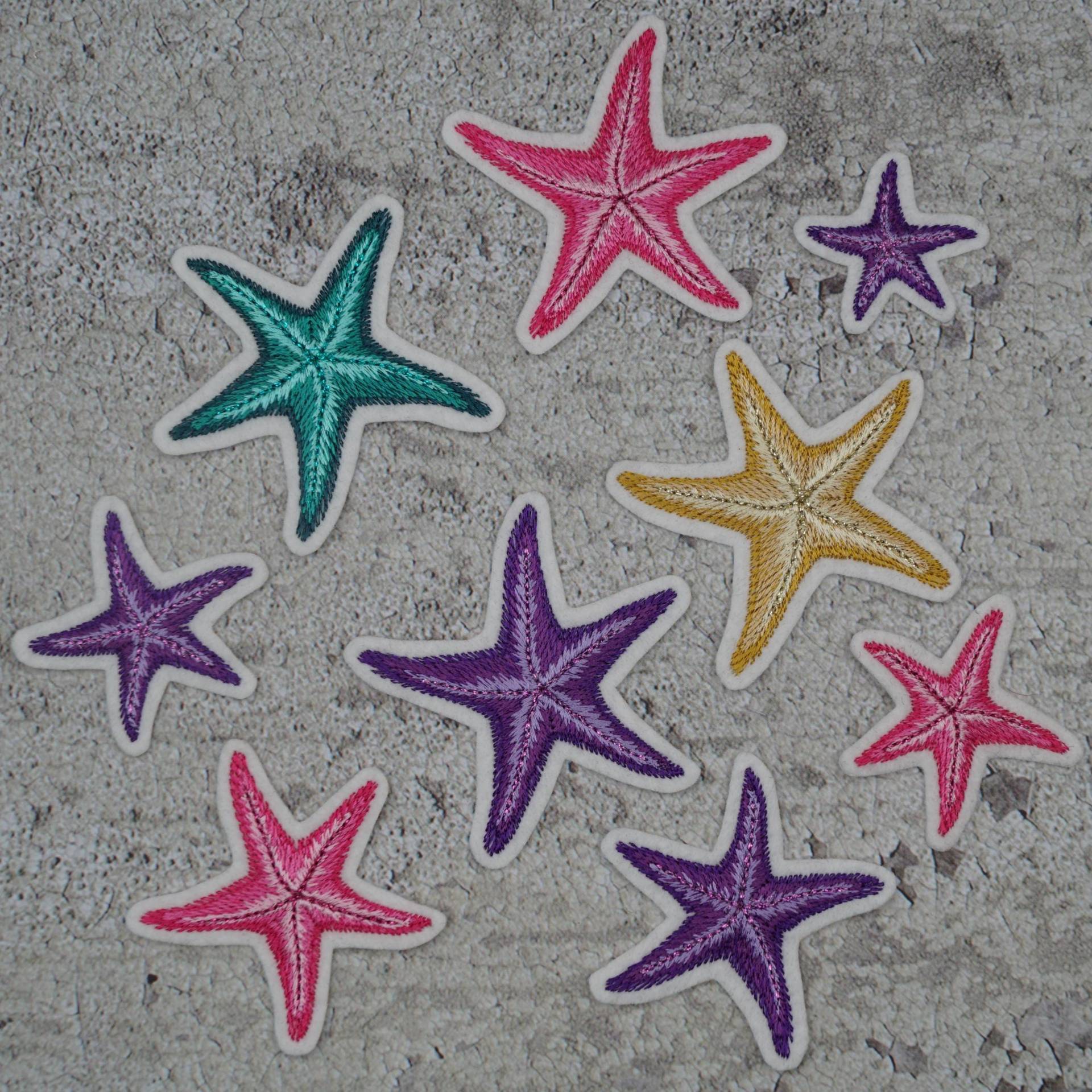 Seesterne Gestickt - Auswahl Aus 4 Größen Und Farben Zum Aufbügeln Aufnäher Schultüte Einschulung Applikation von Froschverliebt