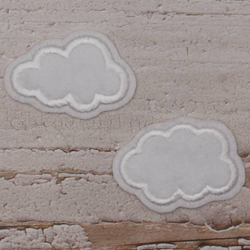 Wolken Gestickt 2-Er Set - Applikation Aufnäher Zum Aufbügeln Kuschelapplikation von Froschverliebt