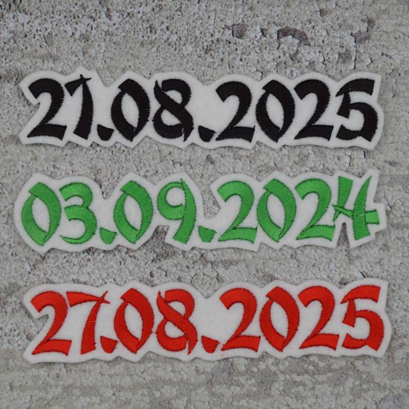 Wunschdatum Ninja/Schriftart Nr. 25 Weißer Oder Schwarzer Filz Aufnäher Applikation Stickaufnäher von Froschverliebt