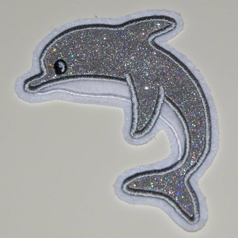 stickaufnäher Delfin Glitzer | Silber Aufnäher Applikation von Froschverliebt