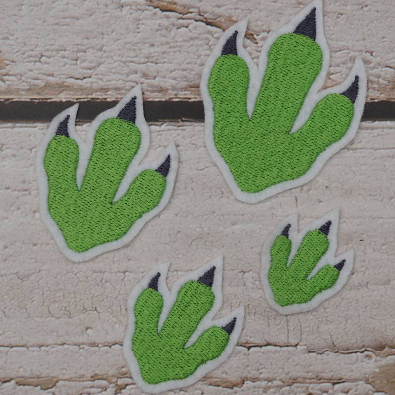 stickaufnäher Dinospuren | 2Er Set in Wunschfarbe | 109 Garnfarben Zur Auswahl/4 Größen Wahl Aufnäher Applikation von Froschverliebt