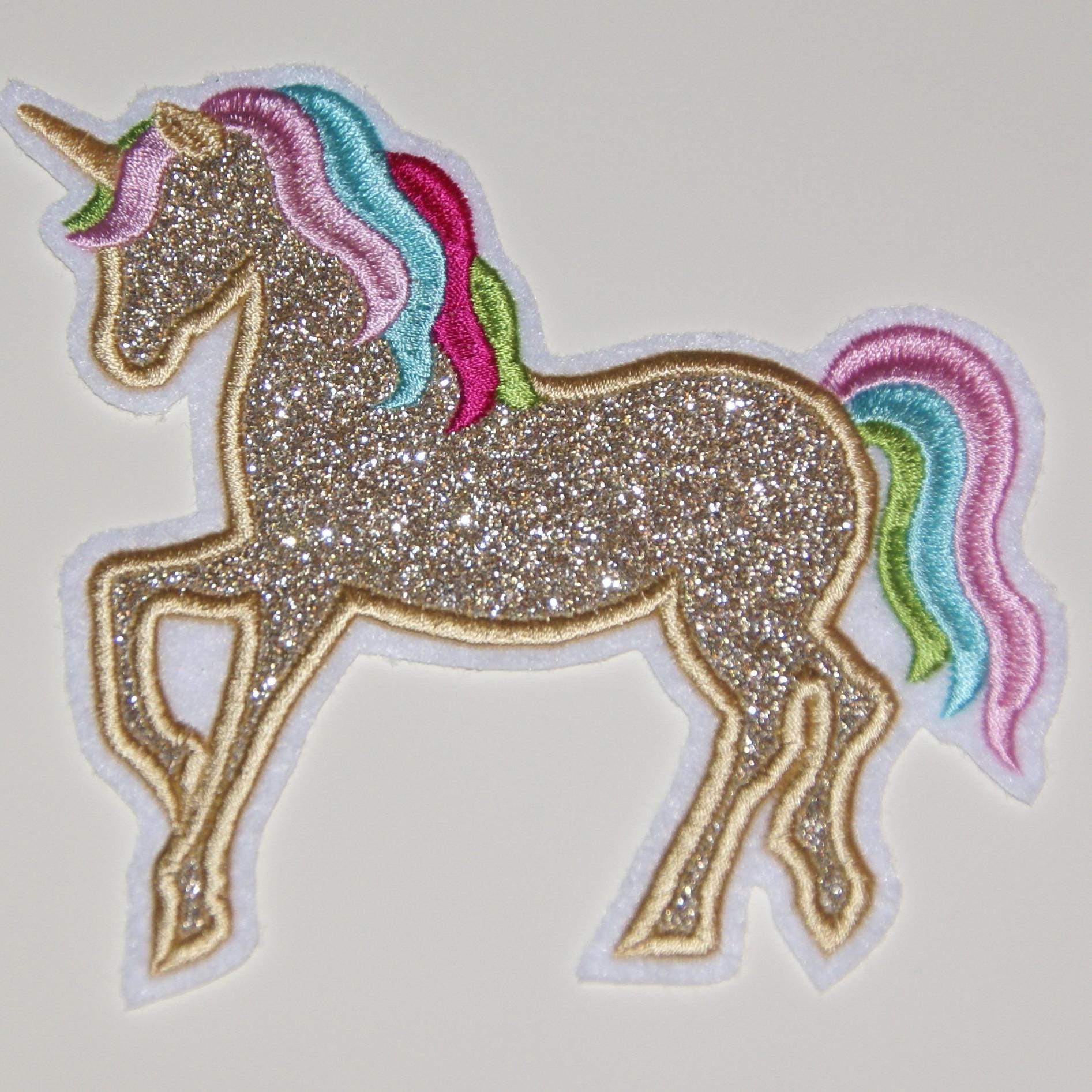 stickaufnäher Einhorn Gold Glitzer von Froschverliebt