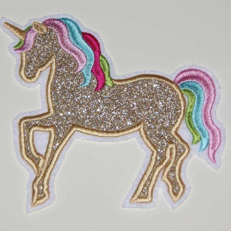stickaufnäher Einhorn Gold Glitzer von Froschverliebt