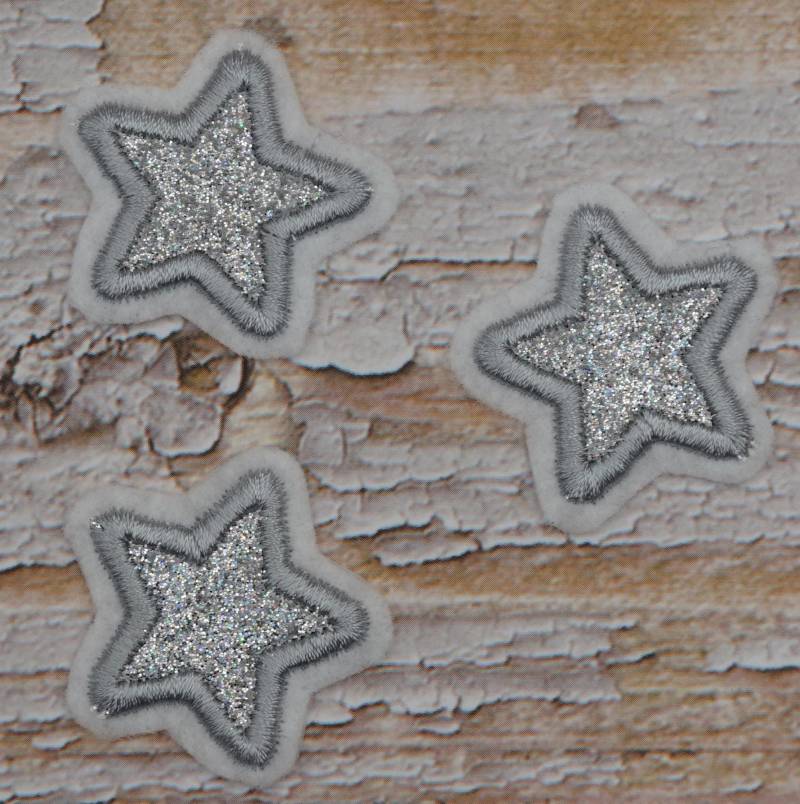 stickaufnäher Glitzersterne Silber | 3-Er Set von Froschverliebt