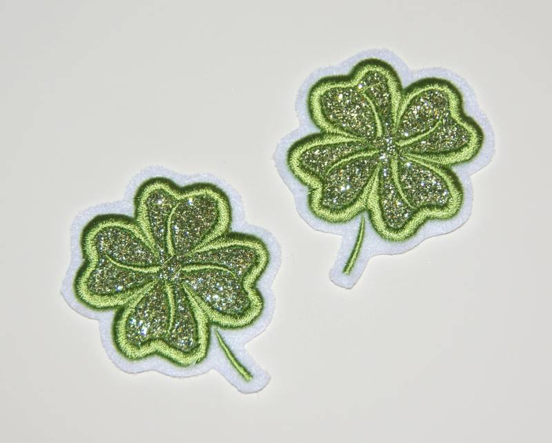 stickaufnäher Glücksklee 2Er Set | Glitzer Applikation Aufnäher von Froschverliebt