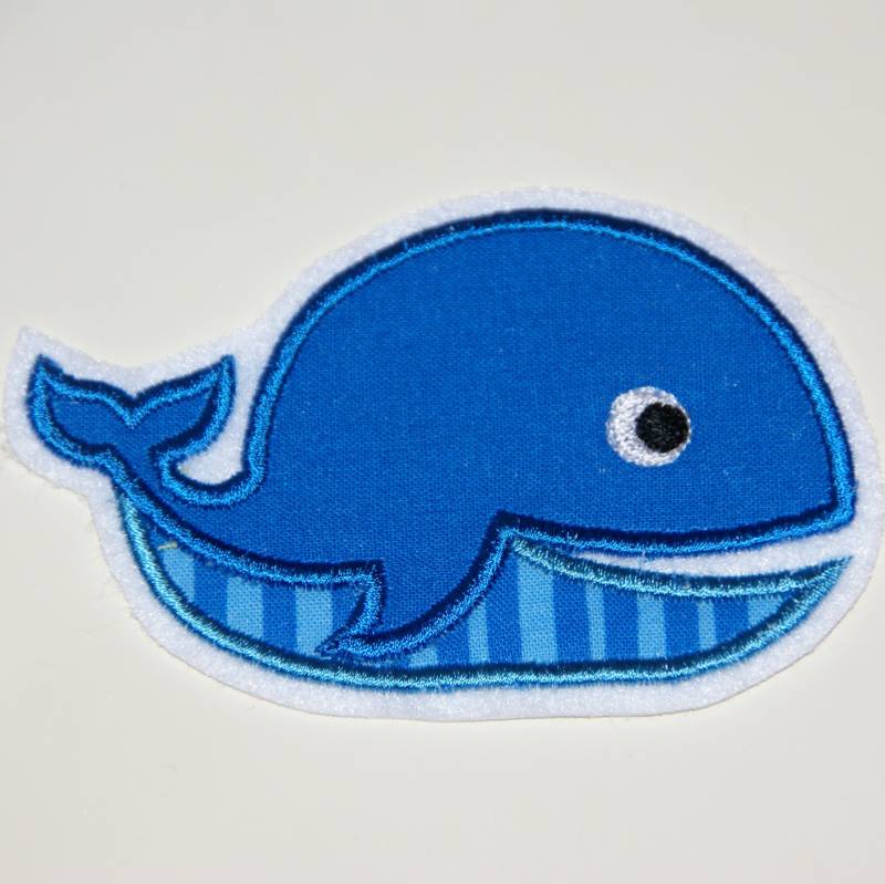 stickaufnäher Kleiner Wal | Blau/Gestreift Aufnäher Applikation von Froschverliebt