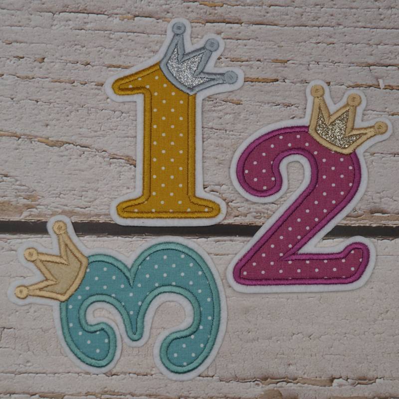 stickaufnäher Kronen Geburtstagszahl/Farbwahl | 1 Bis 6 Applikation Aufnäher Geburtstag von Froschverliebt
