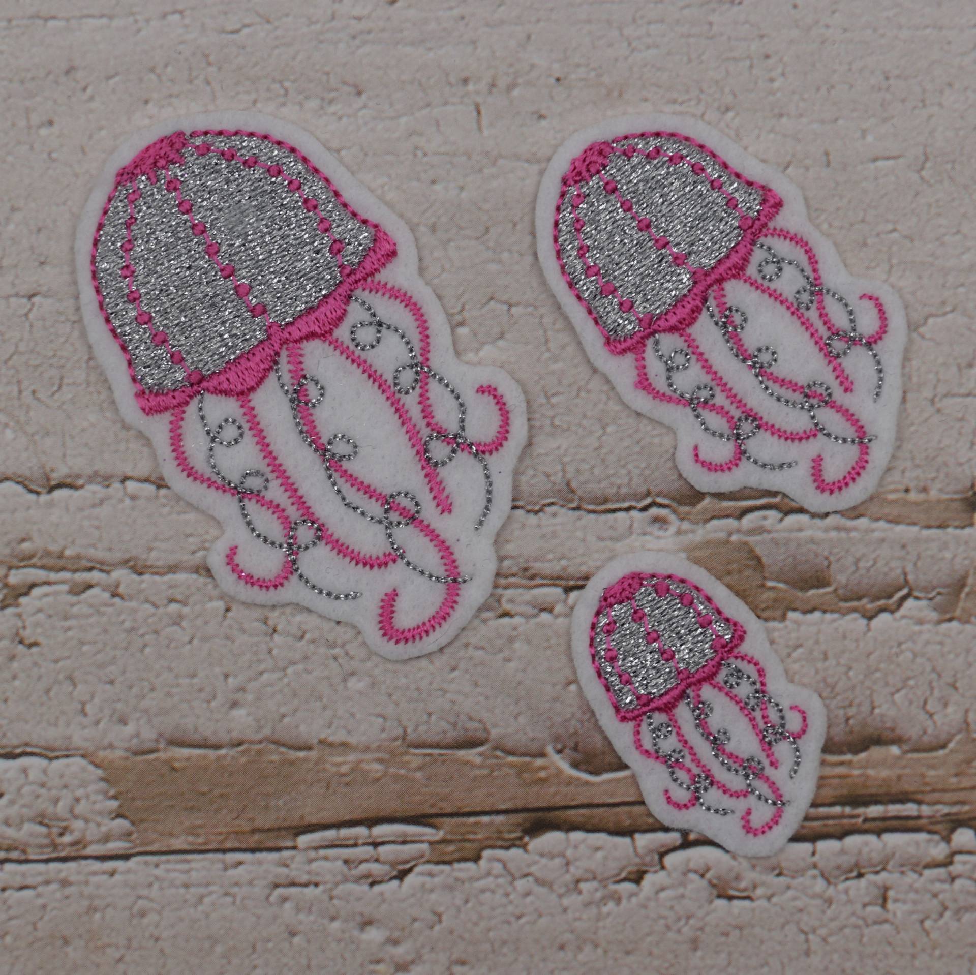 stickaufnäher Quallenschwarm Silber-Farbwahl, 3-Er Set , Aufnäher Schultüte Applikation von Froschverliebt