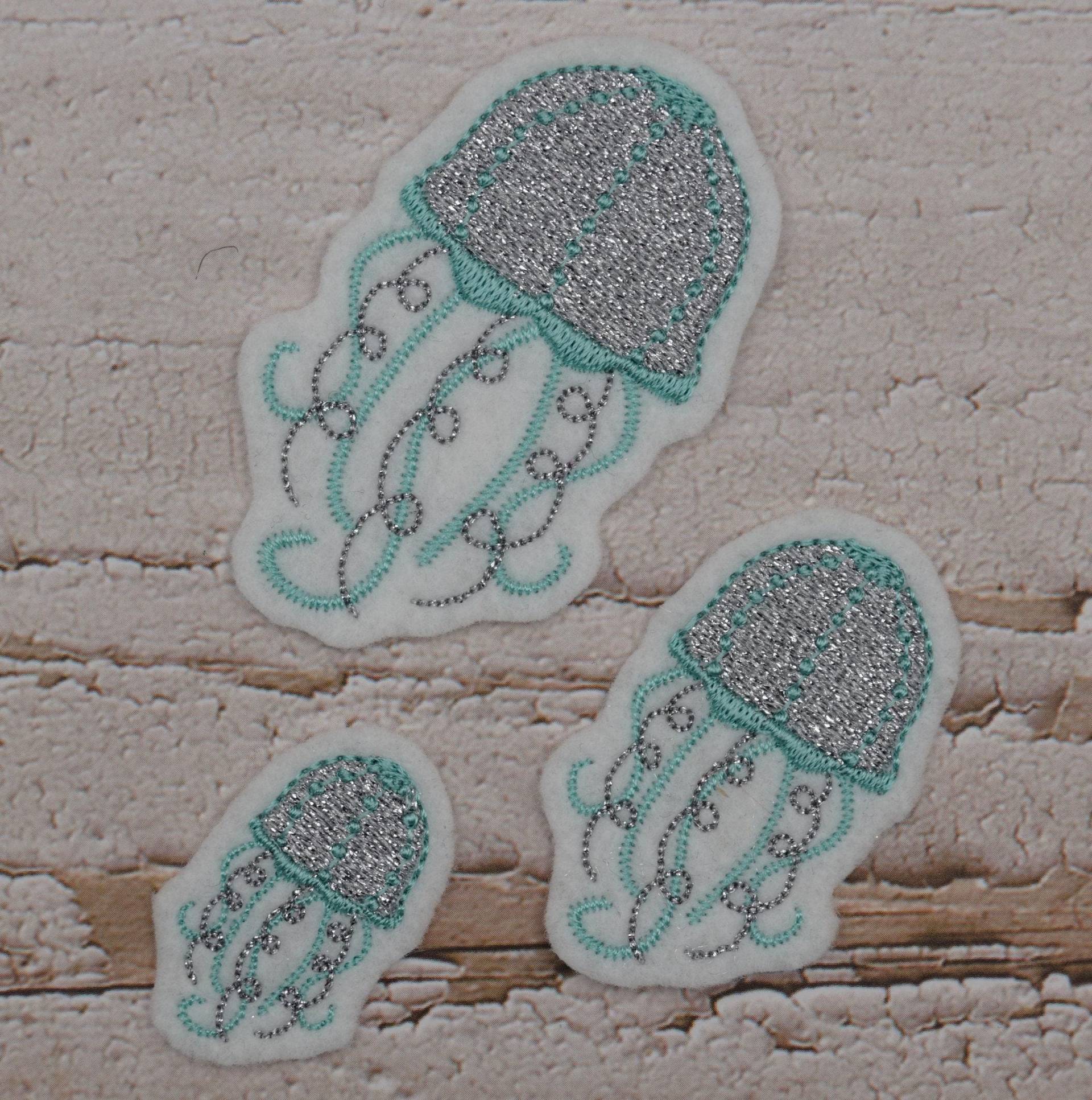 stickaufnäher Quallenschwarm | Silber Lind 3-Er Set Aufnäher Schultüte Applikation von Froschverliebt