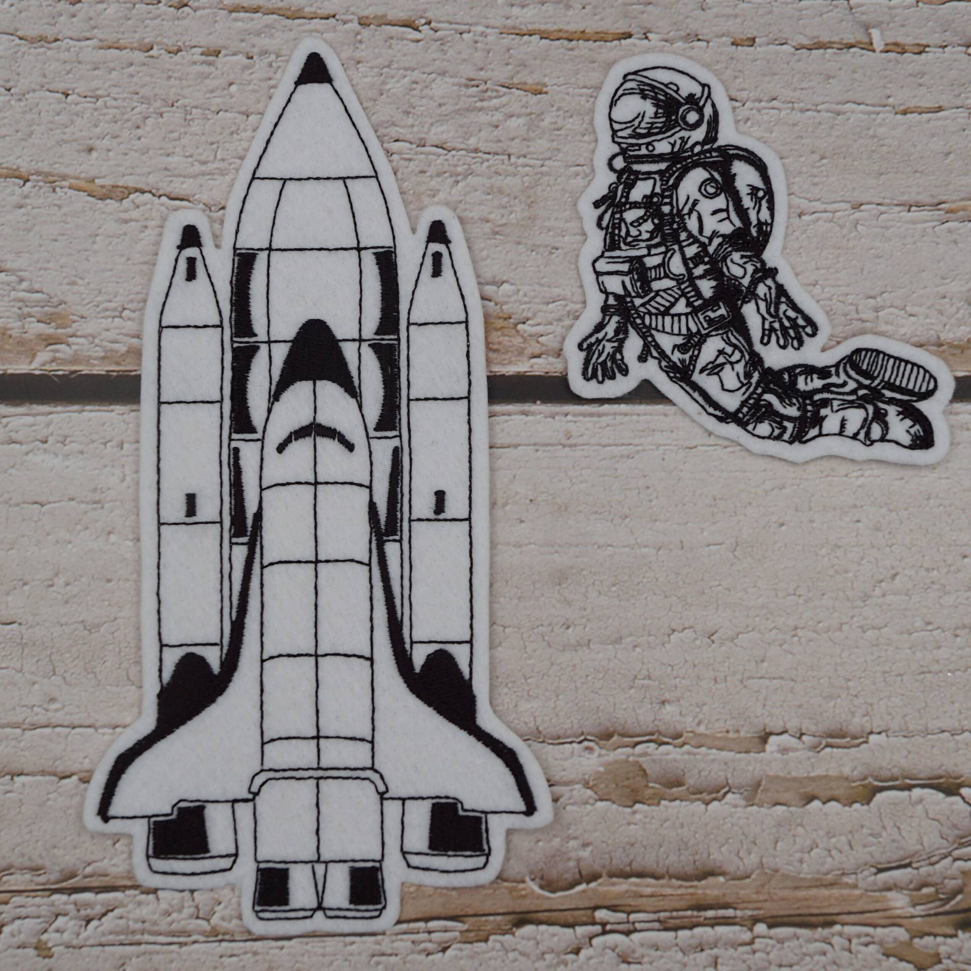 stickaufnäher Raumschiff + Kleiner Astronaut Aufnäher Applikation Einschulung Schultüte von Froschverliebt