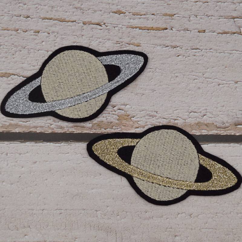 stickaufnäher Saturn Auf Schwarzem Oder Weißem Filz Farbwahl Aufnäher Applikation Schultüte Einschulung von Froschverliebt