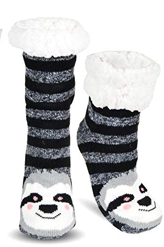 Frostfighter Damen Kuschelsocken mit ABS Sohle (1x Paar) Hüttensocken Wintersocken mit Anti Rutsch Noppen (Grau - Faultier, 35-41) von Frostfighter