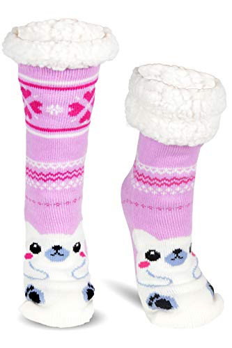 Frostfighter Damen Kuschelsocken mit ABS Sohle (1x Paar) Hüttensocken Wintersocken mit Anti Rutsch Noppen (Pink - Hamster, 35-41) von Frostfighter