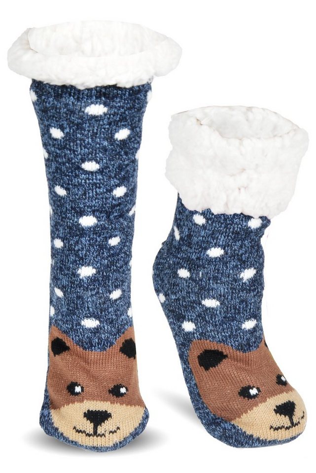 Frostfighter Haussocken Damen + Kinder Hüttensocken (1-Paar) Kuschelige warme Hüttensocken mit Stoppernoppen ABS von Frostfighter