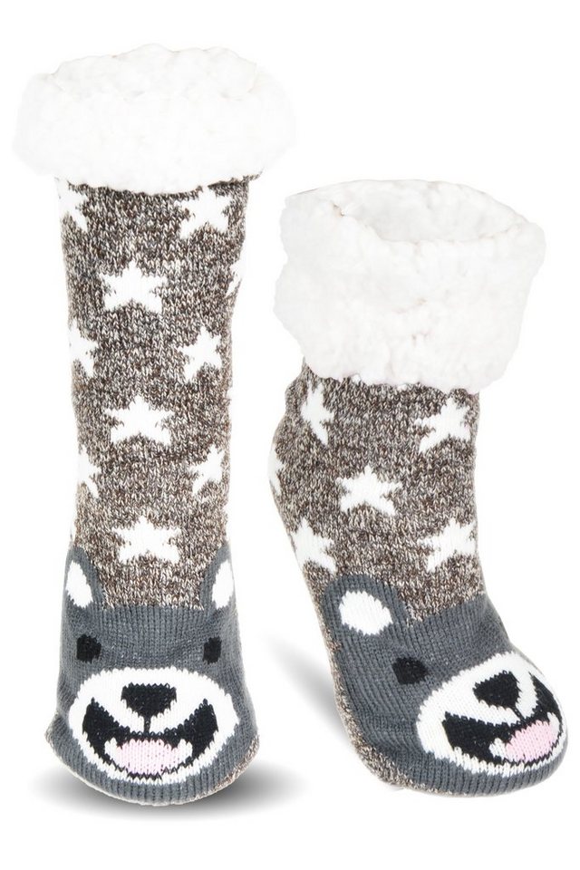 Frostfighter Haussocken Damen + Kinder Hüttensocken (1-Paar) Kuschelige warme Hüttensocken mit Stoppernoppen ABS von Frostfighter
