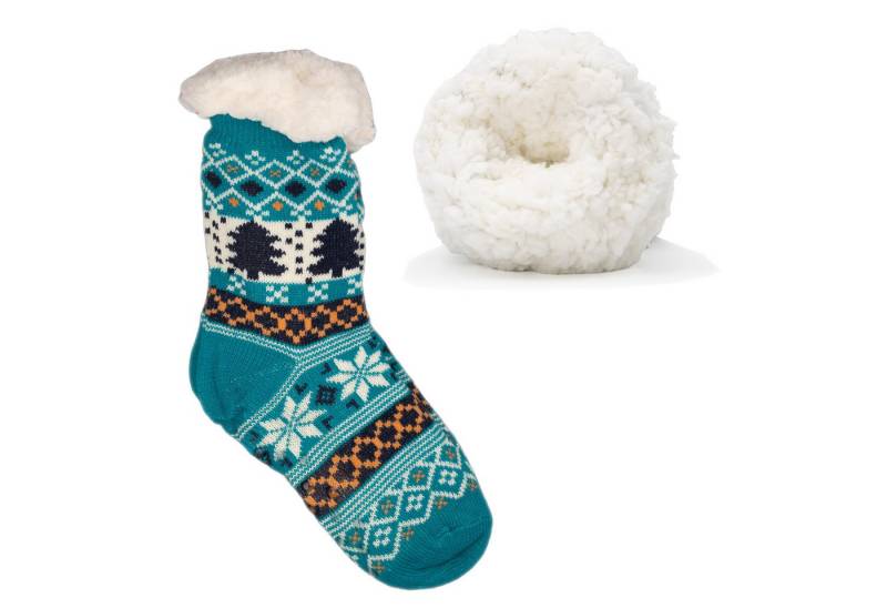 Frostfighter Haussocken Damen Hüttensocken mit ABS Stoppersohle (1-Paar) Hüttenschuhe, Wolkenfutter, dicke warme gefütterte Socken, Gr.35-41 von Frostfighter